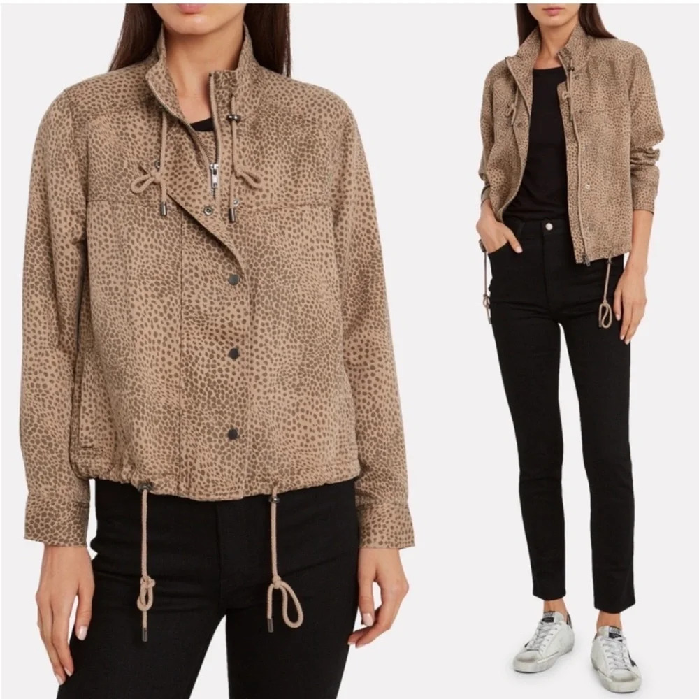 Rails Tennessee Jacket In Tawny Spots Tan Brown Black Slouchy Zip Up Bomber S